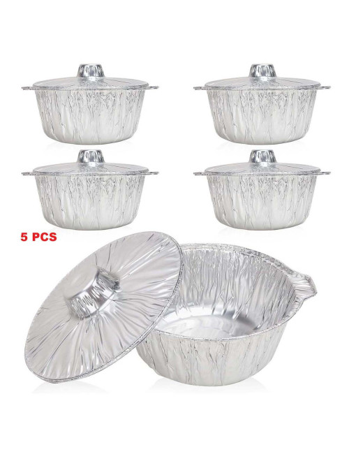 262823 X-SMALL DEEP TIN FOIL DISH WITH LID, 5-PIECE SET