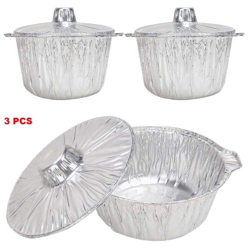 255191 LARGE ماعون قصدير عميق مع غطاء طقم 3 حبة