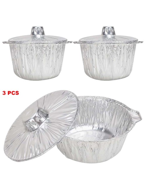 255191 LARGE ماعون قصدير عميق مع غطاء طقم 3 حبة