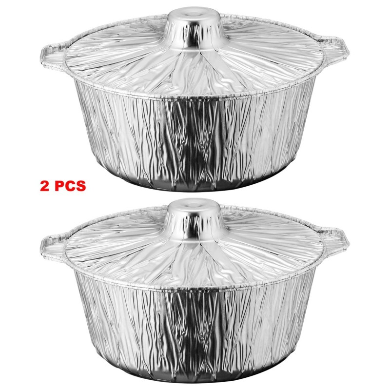 600759 X-LARGE ماعون قصدير عميق مع غطاء طقم 2 حبة