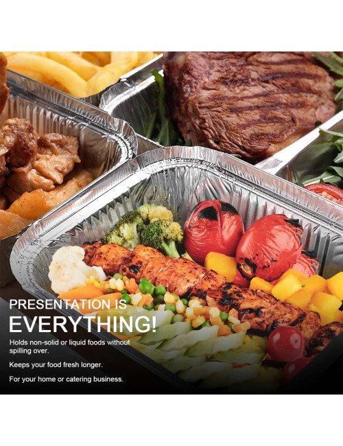 249336 RECTANGULAR TIN FOIL CONTAINER WITH LID, SET OF 15 PIECES, LARGE,