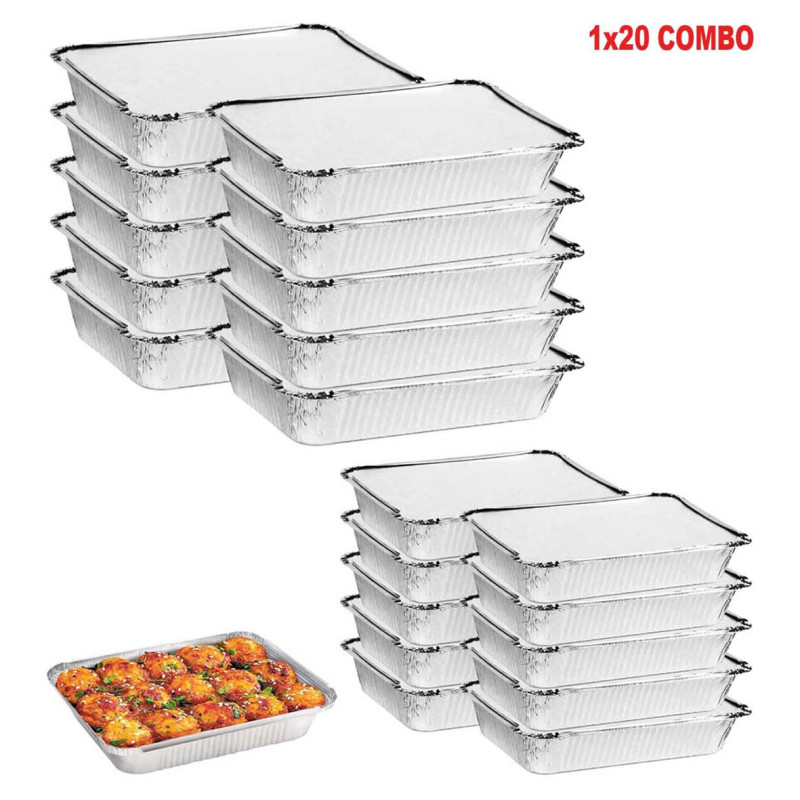 ماعون قصدير مستطيل مع غطاء طقم 20حبة ×2قياس صغير 245901