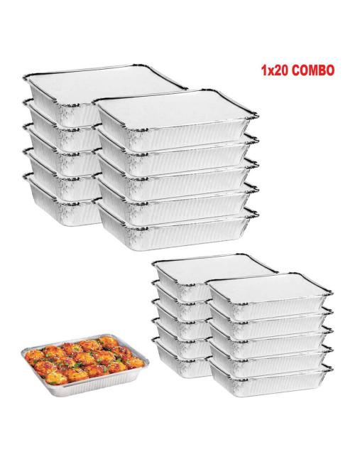 ماعون قصدير مستطيل مع غطاء طقم 20حبة ×2قياس صغير 245901