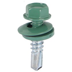 HEX WASHER HEAD ZINC PLATED SELF SCREW1"× 14 GREEN