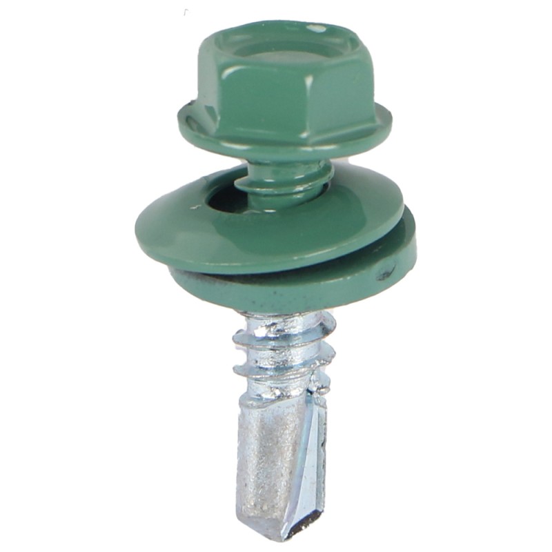 HEX WASHER HEAD ZINC PLATED SELF SCREW1"× 14 GREEN