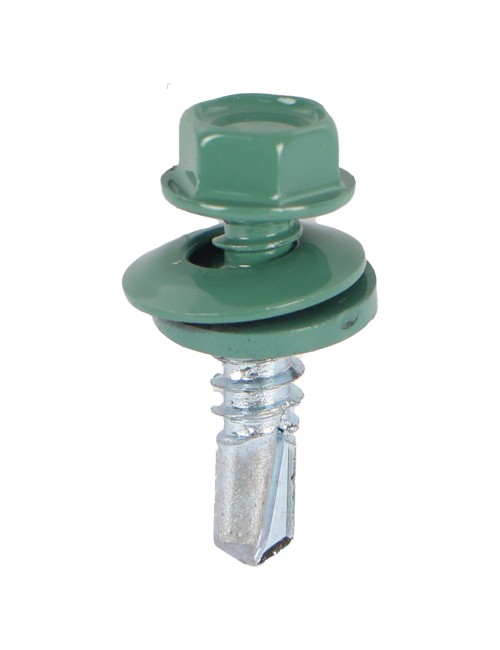 HEX WASHER HEAD ZINC PLATED SELF SCREW1"× 14 GREEN