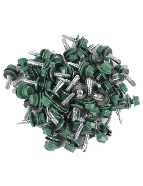 HEX WASHER HEAD ZINC PLATED SELF SCREW1"× 14 GREEN