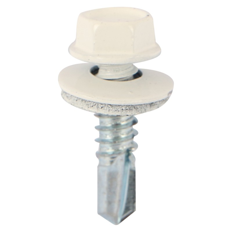 HEX WASHER HEAD ZINC PLATED SELF SCREW1"× 14 WHITE
