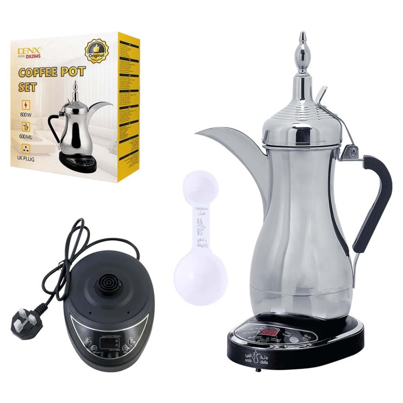 DENX DX2045 STAINLESS STEEL DALLAH COFFEE POT 600ML 800W