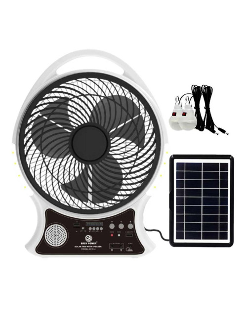 EP-514 RECHARGEABLE BOX FAN 5V USB OUTPUT WITH SOLAR PANEL 9W 14"