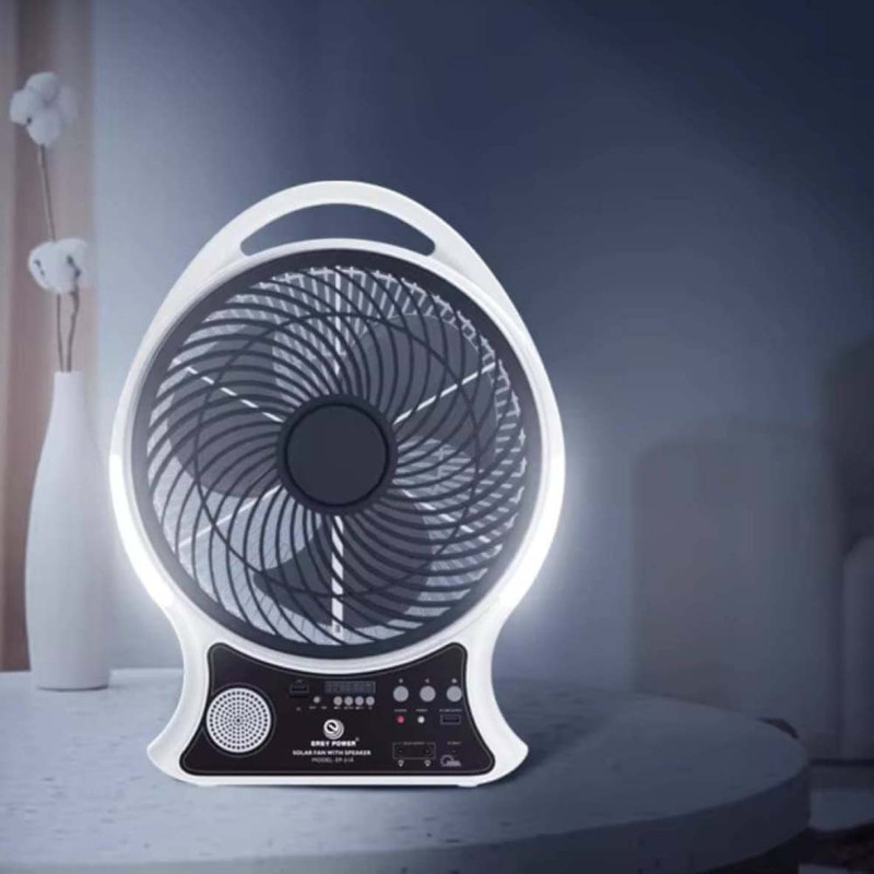 EP-514 RECHARGEABLE BOX FAN 5V USB OUTPUT WITH SOLAR PANEL 9W 14"