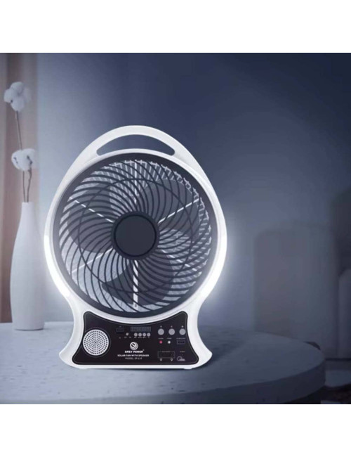 EP-514 RECHARGEABLE BOX FAN 5V USB OUTPUT WITH SOLAR PANEL 9W 14"
