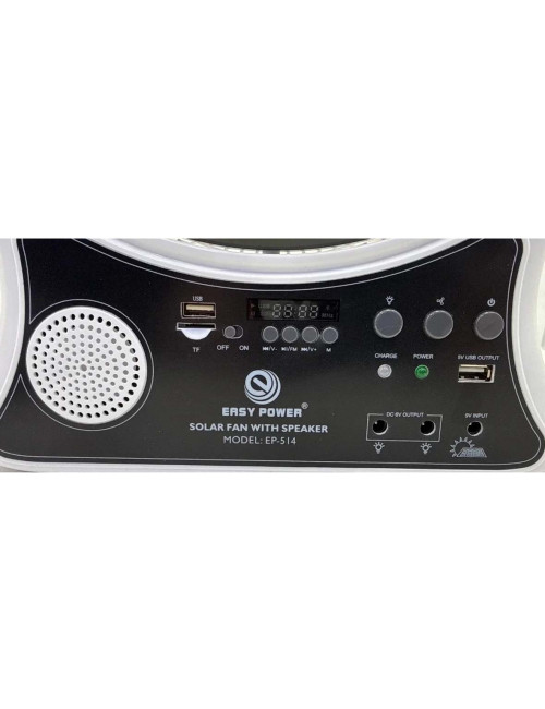 EP-514 RECHARGEABLE BOX FAN 5V USB OUTPUT WITH SOLAR PANEL 9W 14"