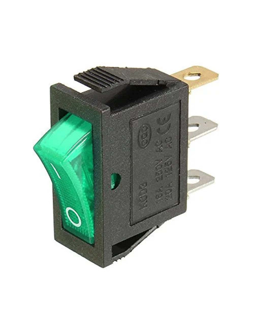 LFSW9-GREEN MACHINE SWITCH SMALL GREEN 3 PIN 6A