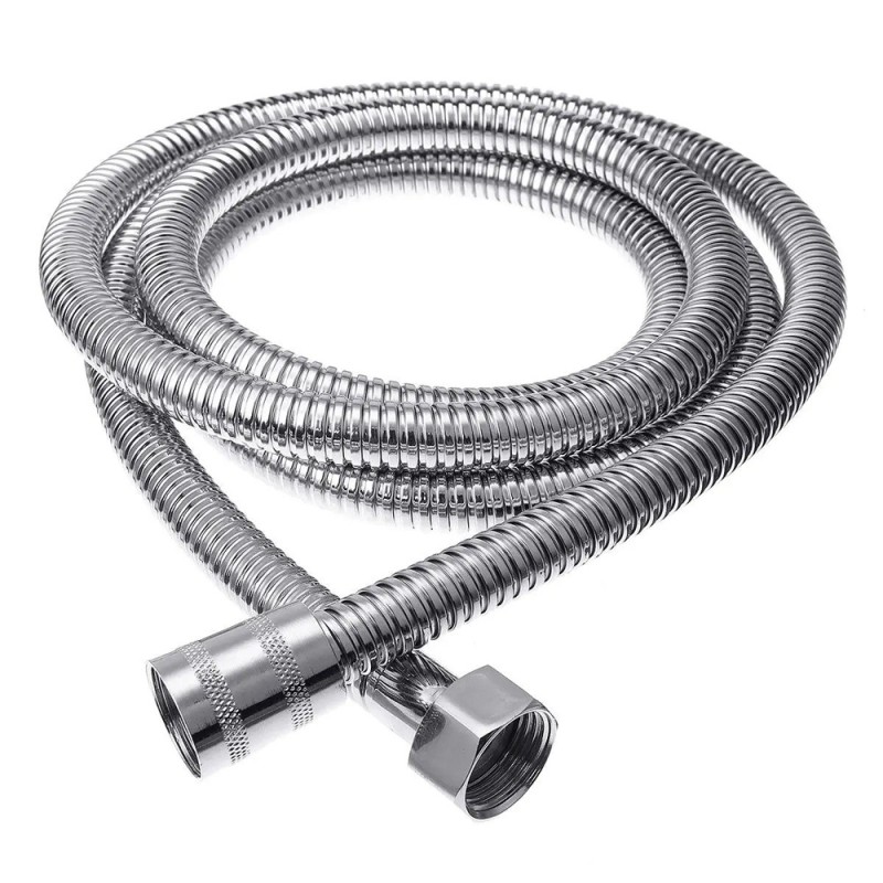 FLEXIBLE PVC SHOWER MIXER CHROME CONNECTION PIPE 125CM