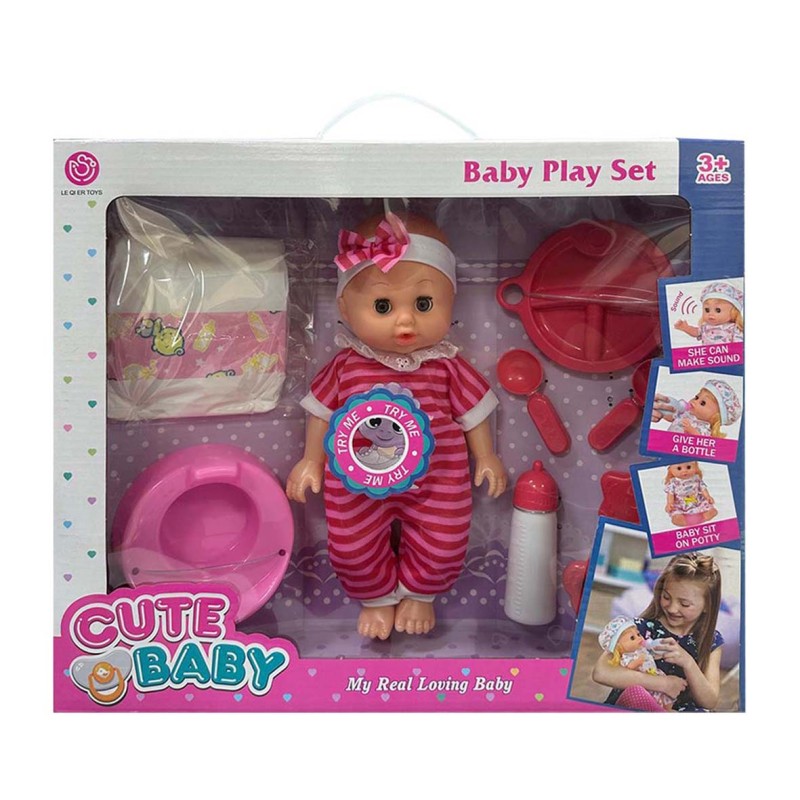 12081-82 12-inch eye-blinking doll with 6 kinds of sounds, drinking & peeing, 3 pcs of AG13 included