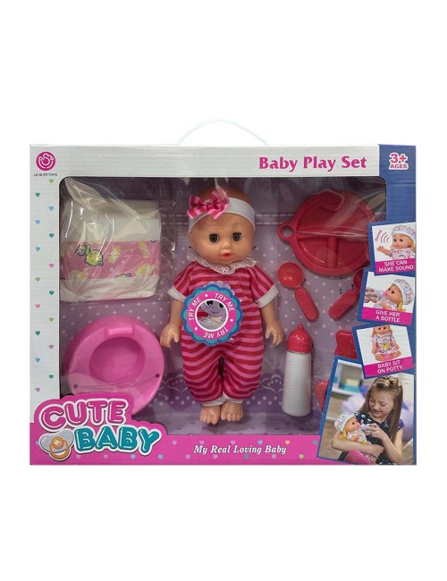 12081-82 12-inch eye-blinking doll with 6 kinds of sounds, drinking & peeing, 3 pcs of AG13 included