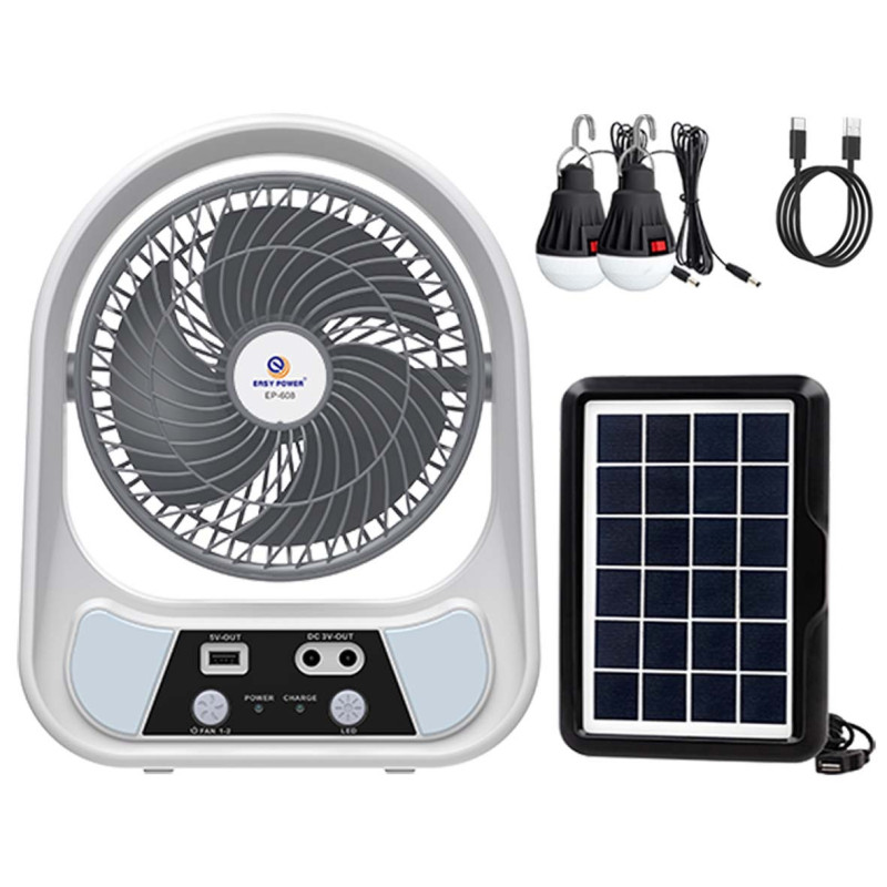 EP-606 RECHARGEABLE SOLAR FAN 6INCH