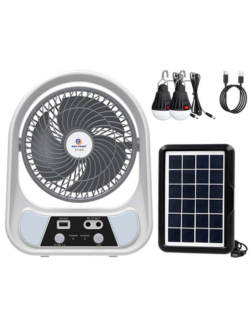 EP-606 RECHARGEABLE SOLAR FAN 6INCH