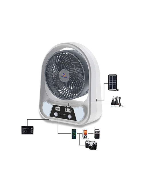 EP-606 RECHARGEABLE SOLAR FAN 6INCH