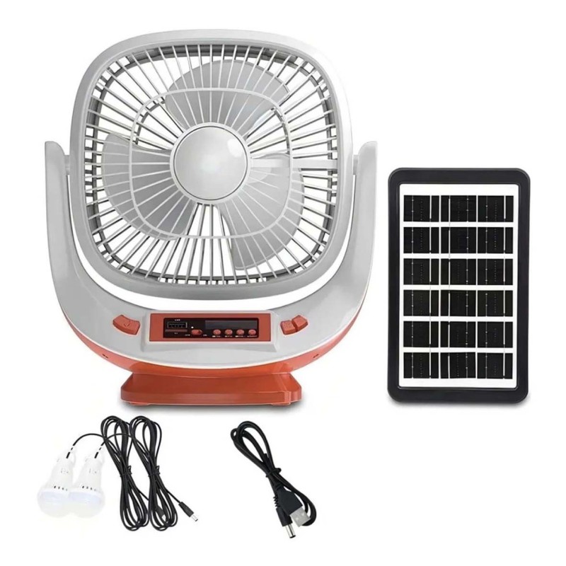 EP-008 3-IN-1 AC/DC TABLE SOLAR FAN+PANEL+2BULB 8INCH