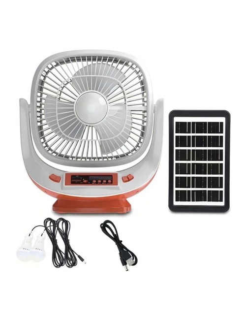 EP-008 3-IN-1 AC/DC TABLE SOLAR FAN+PANEL+2BULB 8INCH