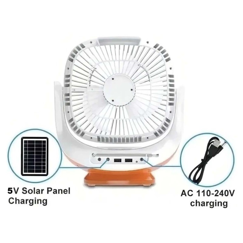 EP-008 3-IN-1 AC/DC TABLE SOLAR FAN+PANEL+2BULB 8INCH