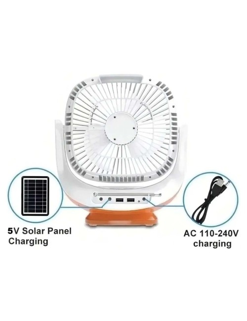 EP-008 3-IN-1 AC/DC TABLE SOLAR FAN+PANEL+2BULB 8INCH