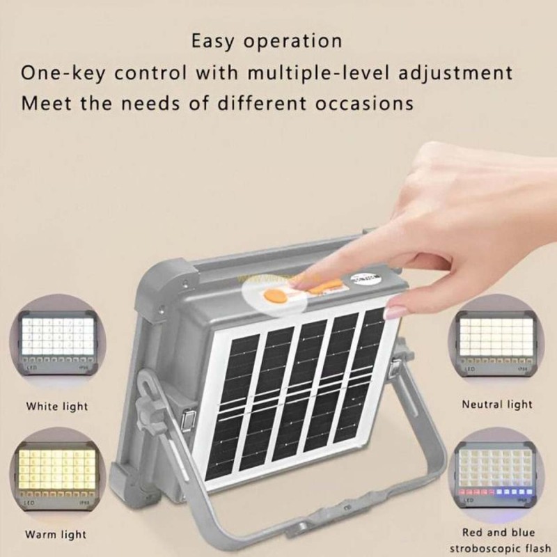 SPJ-20990 RECHARGEABLE SOLAR POWERED LED FLOOD LIGHT IP66