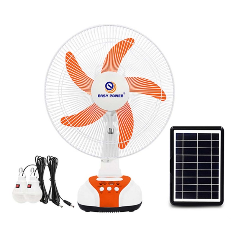 EP-2116A 3-IN-1 AC/DC TABLE SOLAR FAN+PANEL+2BULB 16INCH