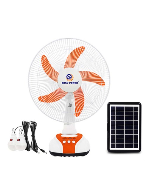 EP-2116A 3-IN-1 AC/DC TABLE SOLAR FAN+PANEL+2BULB 16INCH