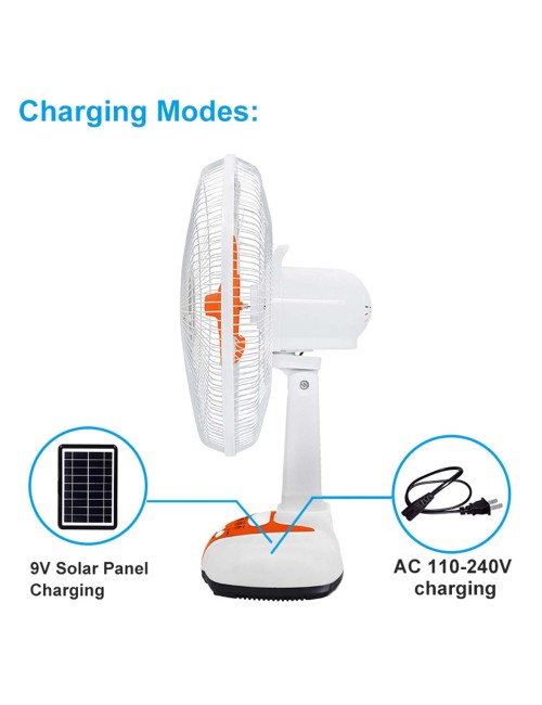 EP-2116A 3-IN-1 AC/DC TABLE SOLAR FAN+PANEL+2BULB 16INCH