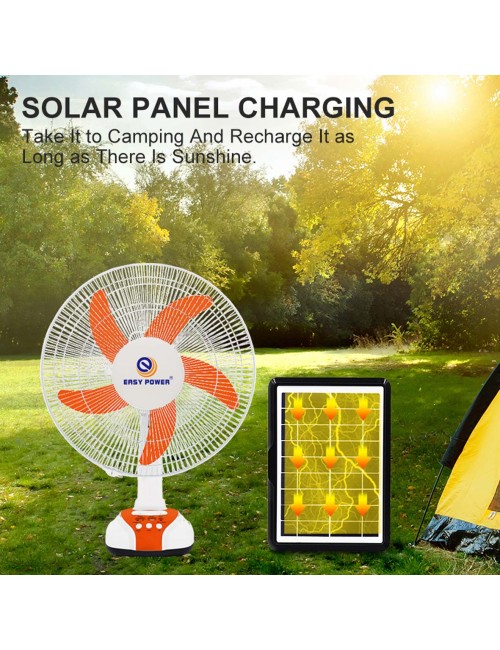 EP-2116A 3-IN-1 AC/DC TABLE SOLAR FAN+PANEL+2BULB 16INCH