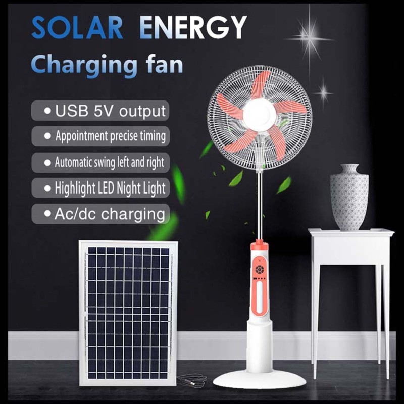 EP-8816 3-IN-1 AC/DC STAND SOLAR FAN+PANEL+2BULB 16INCH