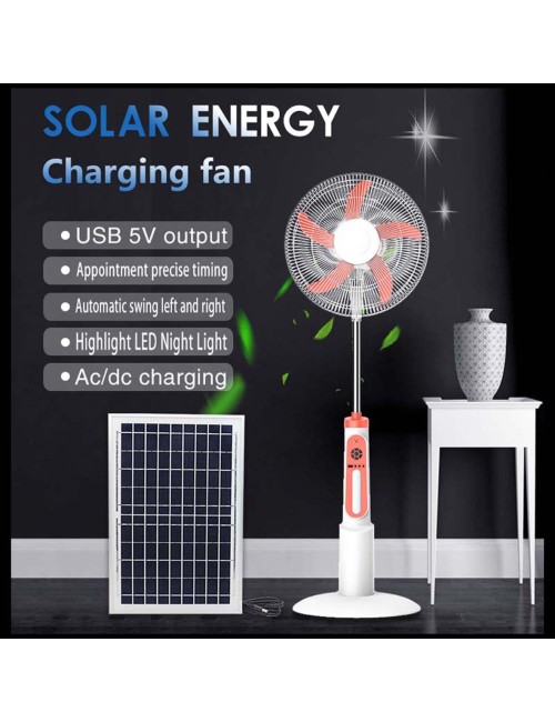 EP-8816 3-IN-1 AC/DC STAND SOLAR FAN+PANEL+2BULB 16INCH