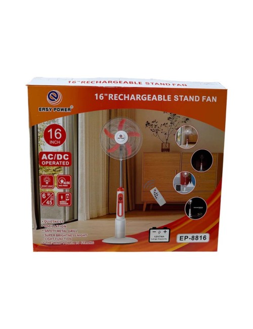 EP-8816 3-IN-1 AC/DC STAND SOLAR FAN+PANEL+2BULB 16INCH