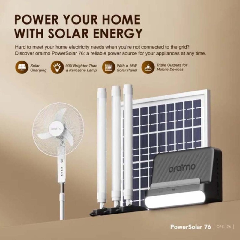 00218/LD-722 FAN AND LIGHT WITH ORAIMO SOLAR POWER