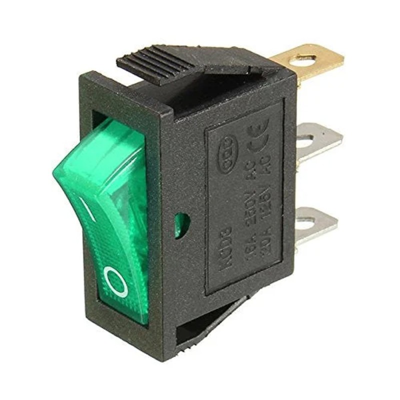 LFSW4-GREEN MACHINE SWITCH GREEN 3 PIN 15A