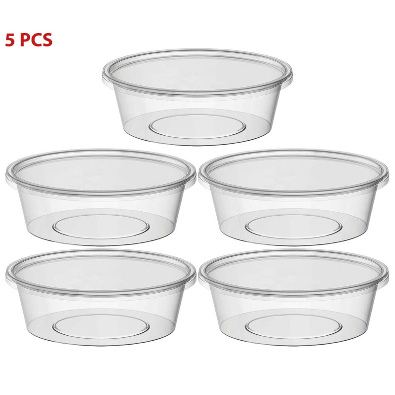 261048 ماعون مدور شفاف مع غطاء 5 حبة