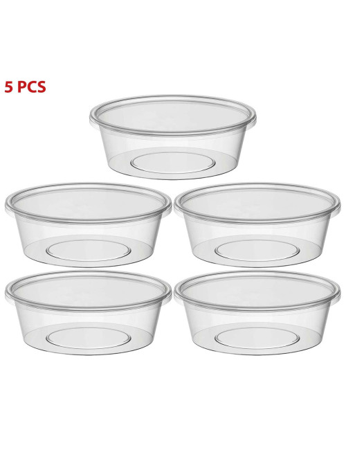 261048 ماعون مدور شفاف مع غطاء 5 حبة