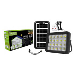 GD-2205 SOLAR FLOOD LIGHT WITH 2BULB & PANEL