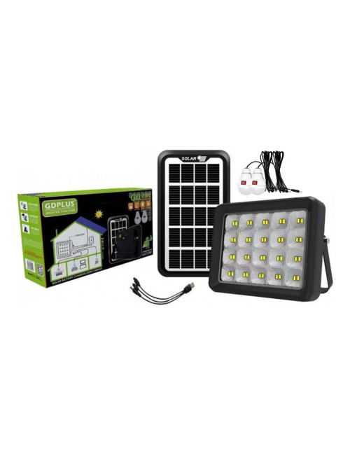 GD-2205 SOLAR FLOOD LIGHT WITH 2BULB & PANEL