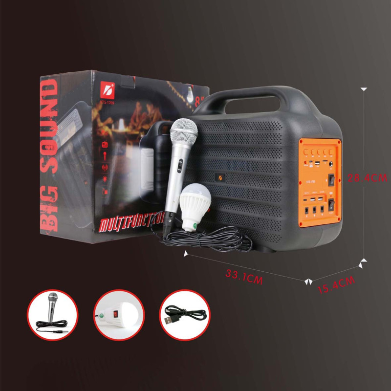 KTS-1769-SOLAR MICROPHONE,BT SPEAKER WITH 1LED BULB