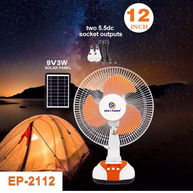 EP-2312/2812/2112A 12-INCH RECHARGEABLE SOLAR STAND TABLE FAN