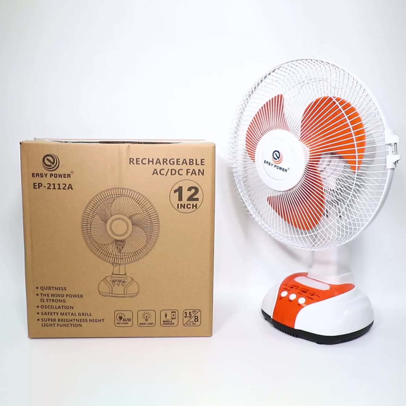 EP-2312/2812/2112A 12-INCH RECHARGEABLE SOLAR STAND TABLE FAN