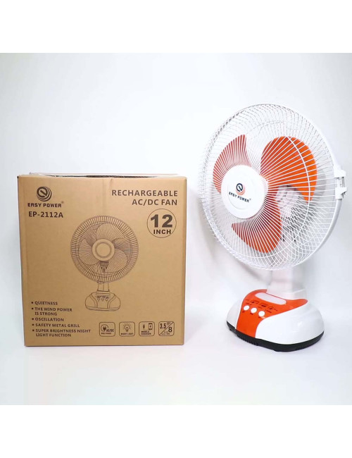 EP-2312/2812/2112A 12-INCH RECHARGEABLE SOLAR STAND TABLE FAN