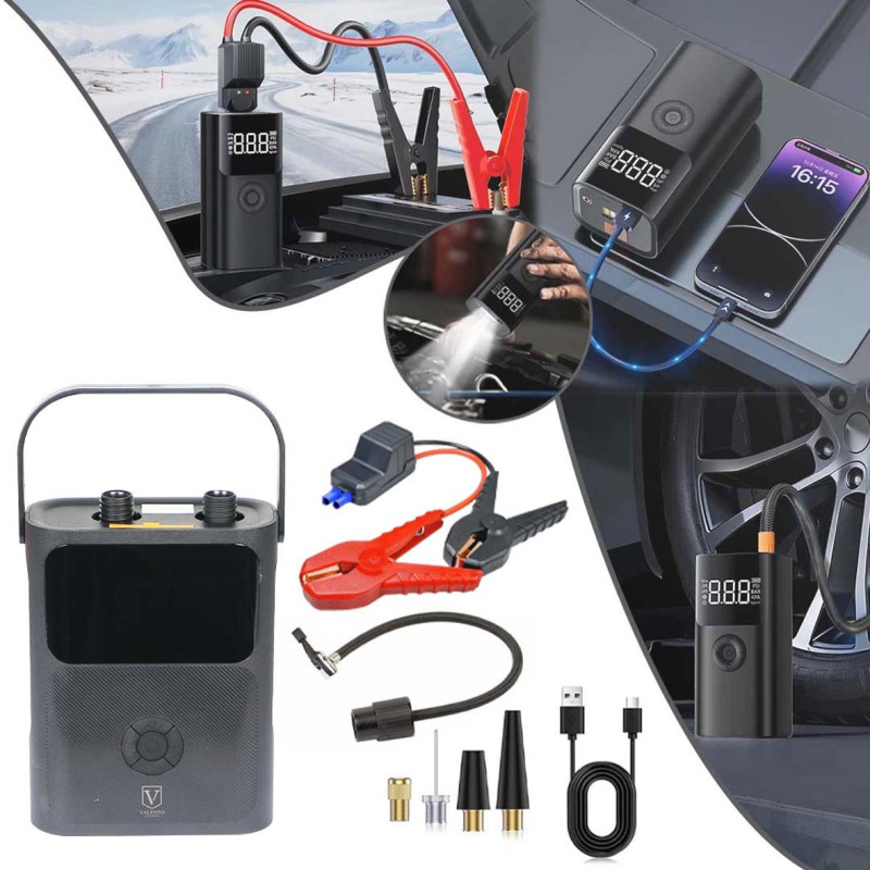 4IN1 18000AH اشتراك سيارة مع كمبريسور حجم كبير