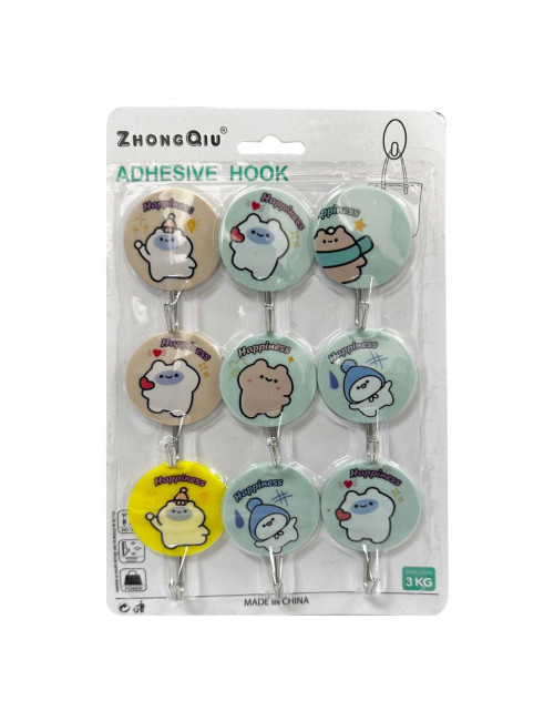 NA-75277 WALL HOOK ADHESIVE HANGER 9PCS SET