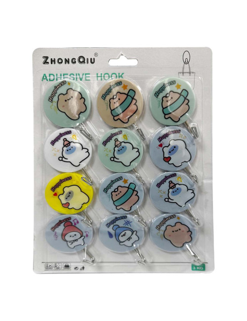 NA-75278 WALL HOOK ADHESIVE HANGER 12PCS SET