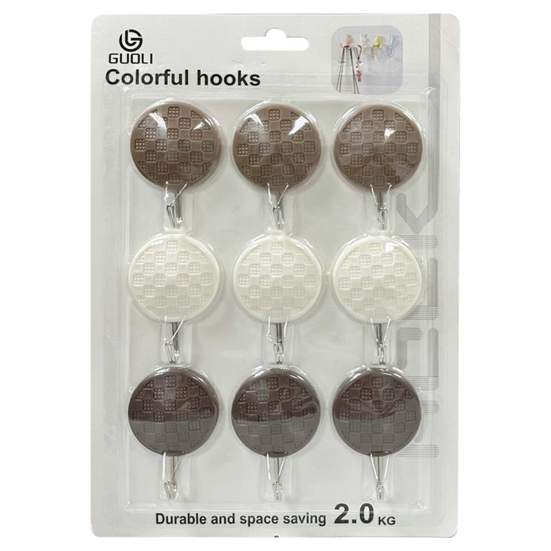 NA-75368 WALL HOOK ADHESIVE HANGER 9PCS SET